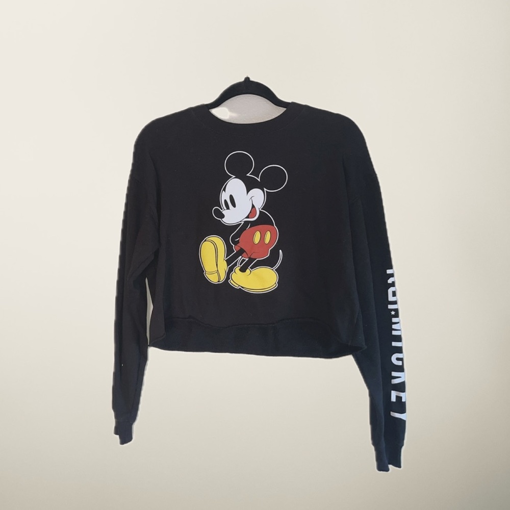 Cropped Black Disney Mickey Sweatshirt